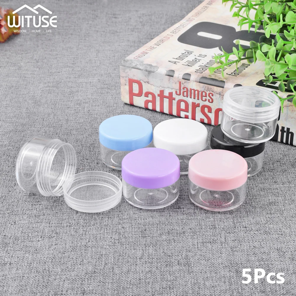 5Pcs Round Balm Make-up Bottling Box Makeup 10g 15g 20g Cosmetic Mini Travel Empty Bottle Jar Plastic Lip Cosmetic Face Cream