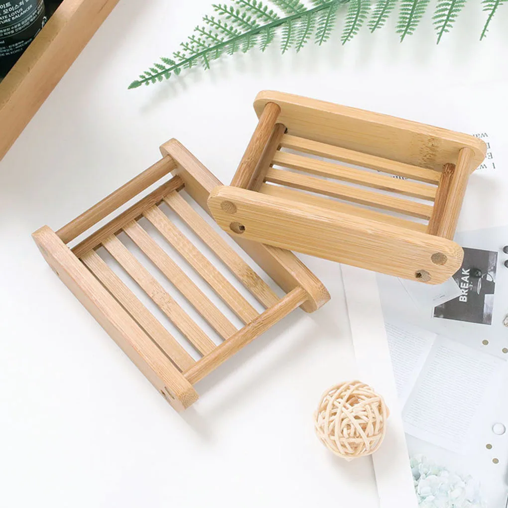HOT Wooden Natural Bamboo Soap Dishes Tray Holder Storage Soap Rack Plate Box Container Portable Bathroom Soap Dish Storage Box