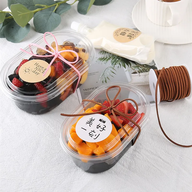 

25 sets High quality 400ML 450ML 640ML PET plastic ice cream bowl transparent packaging cake dessert cups with lids party favors