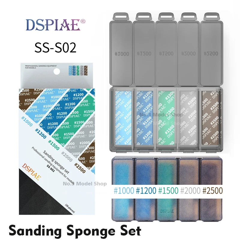 DSPIAE Sanding Sponge Set Containing Storage Boxes Professional Polishing Equipment For Modeler