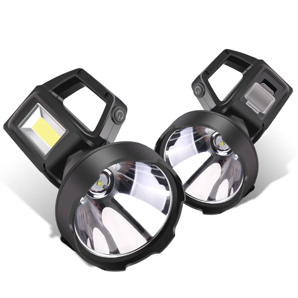 Powerful LED Flashlight Portable XHP50.2 Torch USB Rechargeable Searchlight Waterproof Spotlight with Base Fishing Light Lantern
