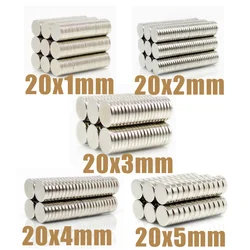 5 ~ 200Pcs N35 Magnete Rotondo 20x1 20x2 20x3 20x4 20x5 Magnete Al Neodimio Permanente Al Neodimio Super Forte Potente Magneti 20*3 20*5