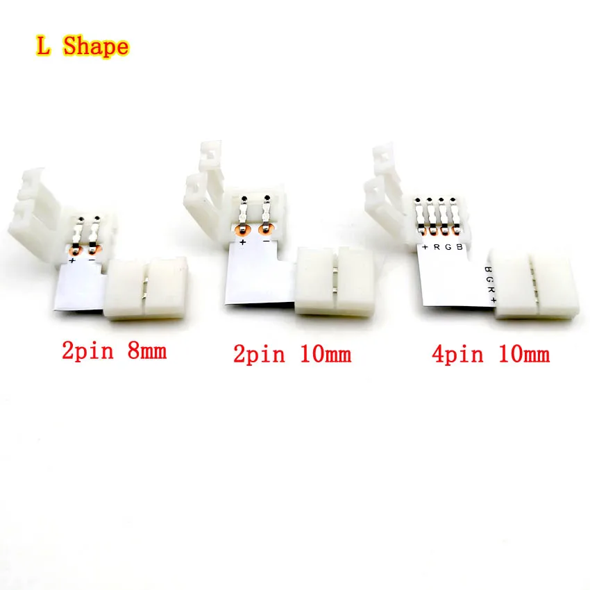 5set L Shape 2pin 3pin 4pin 5pin 6pin LED Connector For Connecting Corner Right Angle 5050 RGB RGBW 3528 ws2812 LED Strip