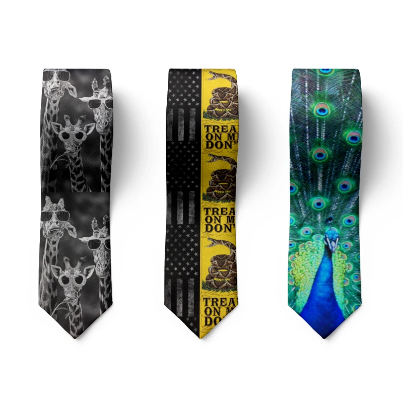 Fashion 8 cm Cartoon Creative Man Tie Colorful Funny Peacock Slim  Necktie Suit Men Business Wedding Casual Neckties