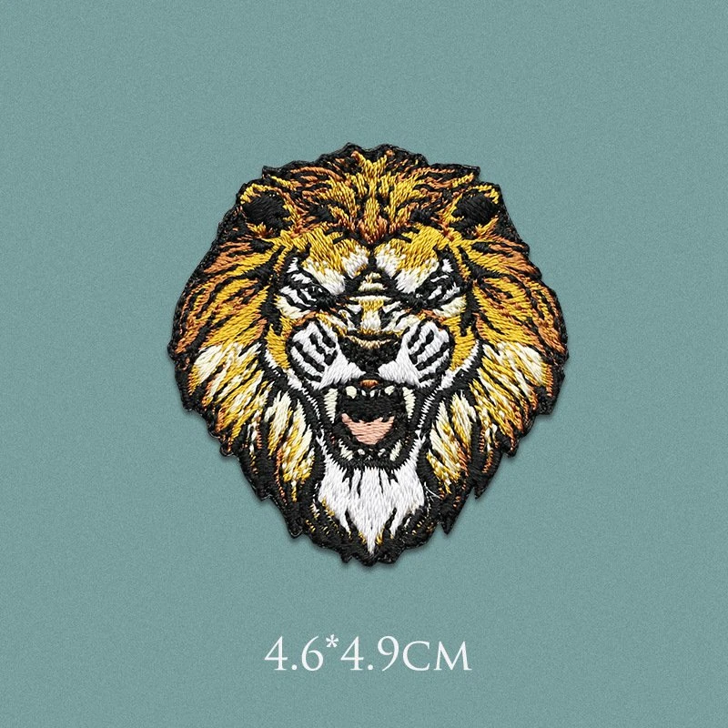 High quality fashion bear fierce animal tiger lion wolf head embroidery patch cloth stickers DIY T-shirt accessori