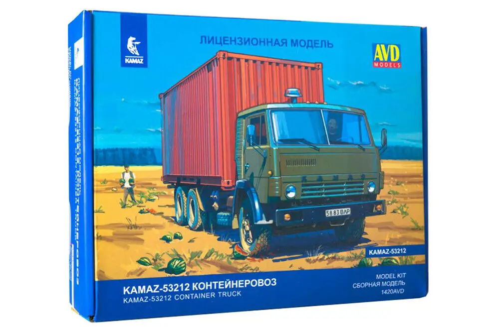 NEW AVD Models 1:43 Scale KAMAZ 53212 CONTAINER  USSR TRUCK Unassemblied Diecast Model Kit 1411AVD For Collection