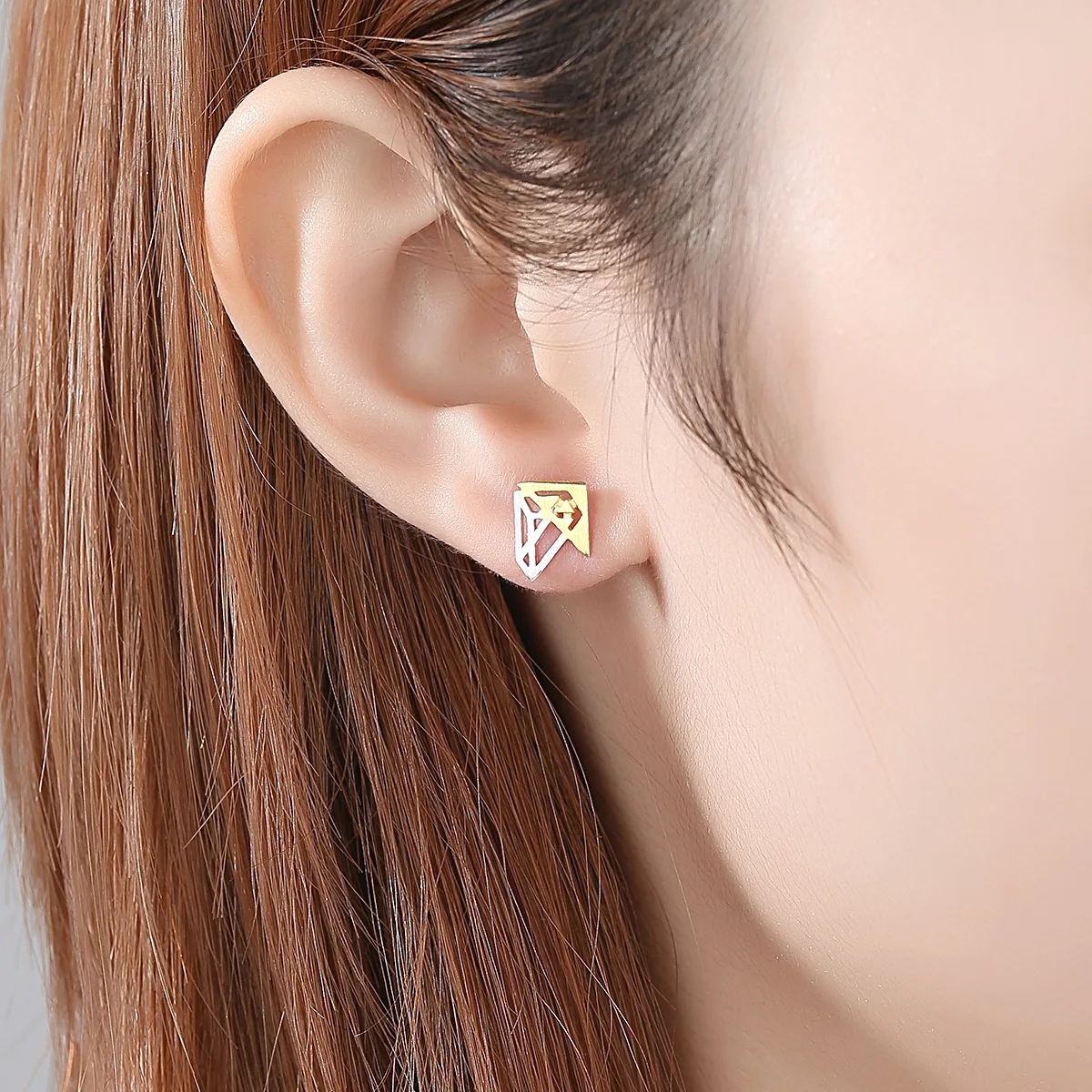 PAG & MAG S925 Sterling Silver Japanese and Korean personalized creative Earrings female temperament long geometric Earrings