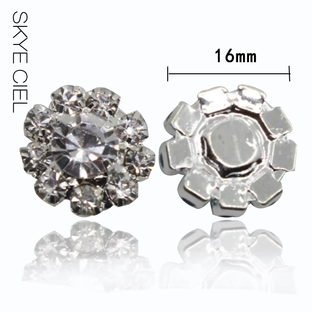 SKYE CIEL Hot Sale 10Pcs/ Pack 16mm Round Rhinestone Buttons Clothing Metal Brass Button DIY Craft Supplies Wedding Decoration