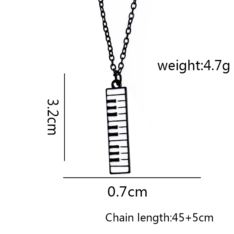 Piano Keyboard Pendant Necklace Electronic Organ Black White Keyboard Music Necklace for Women Kids Chains Choker Jewelry Gifts