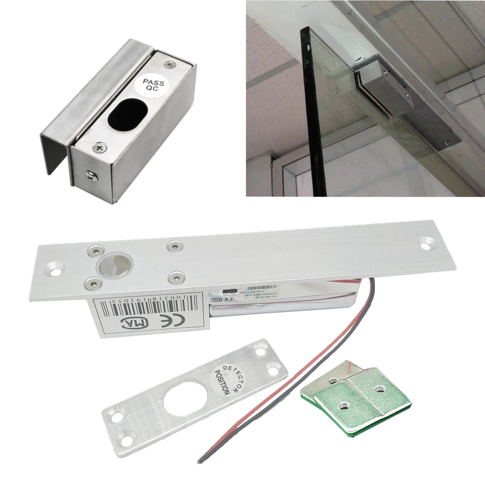 DC 12V Two Wire Low  Temperature Electric Mortise Glass Door Lock Fail Safe Electric Bolt Lock