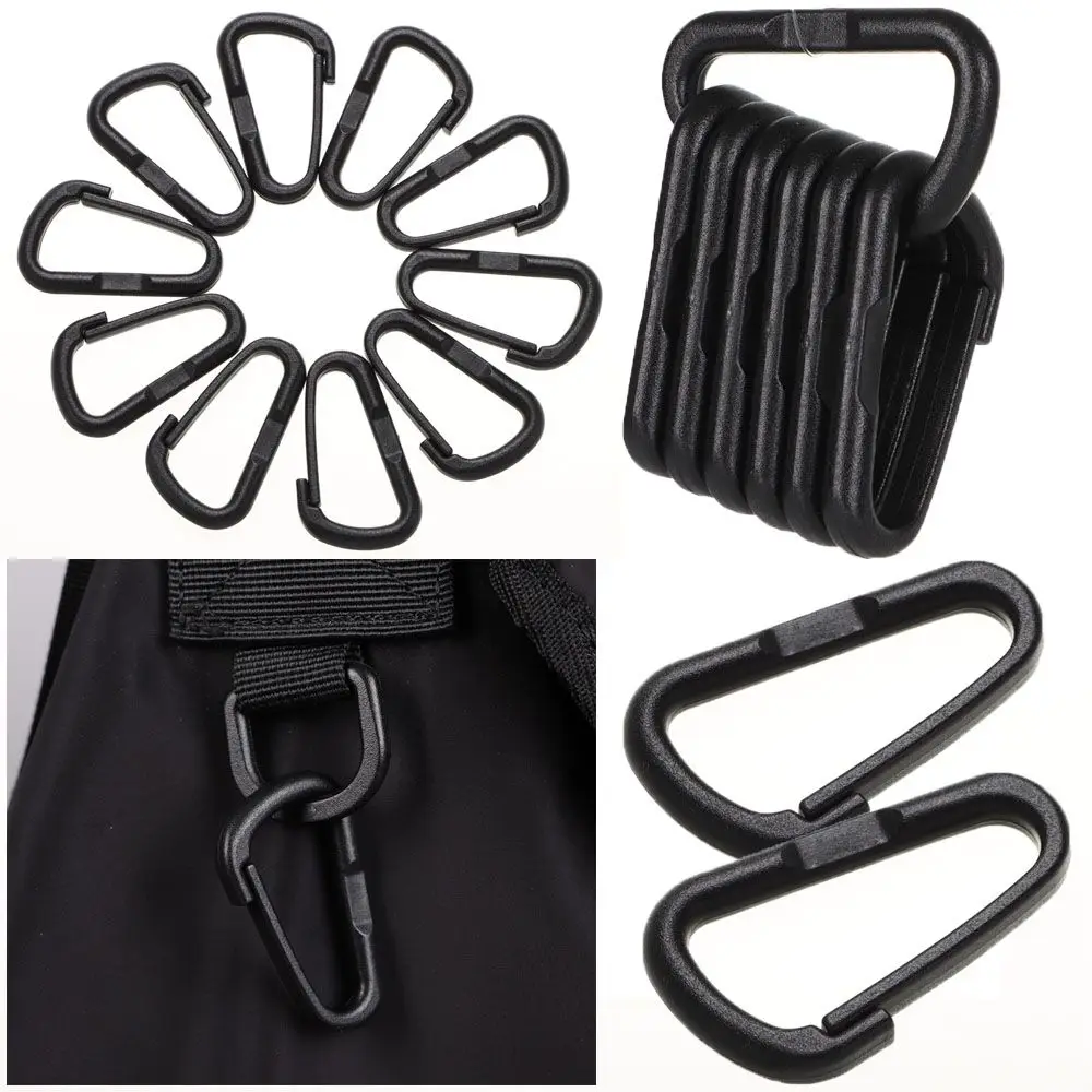 10/20pcs Plastic Nylon Packback Buckles Climbing Camping Hiking Water Bottle Hooks Snap Clip Keychain D Carabiner