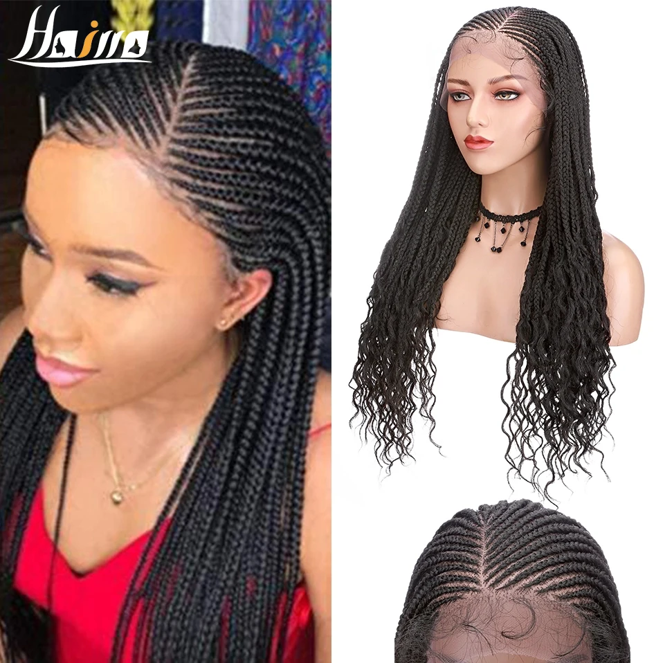 

HAIRRO 22 "Синтетические косы с вьющимися концами парики на шнурке передний Плетеный парик с естественной линией волос термостойкие волосы для женщин