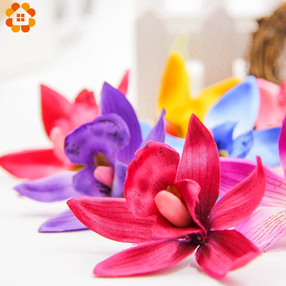 10/20/30PCS Artificial Orchid Silk Flower Head 7.5cm For Home Wedding Decoration DIY Wreath Gift Scrapbooking Craft Fake Flower