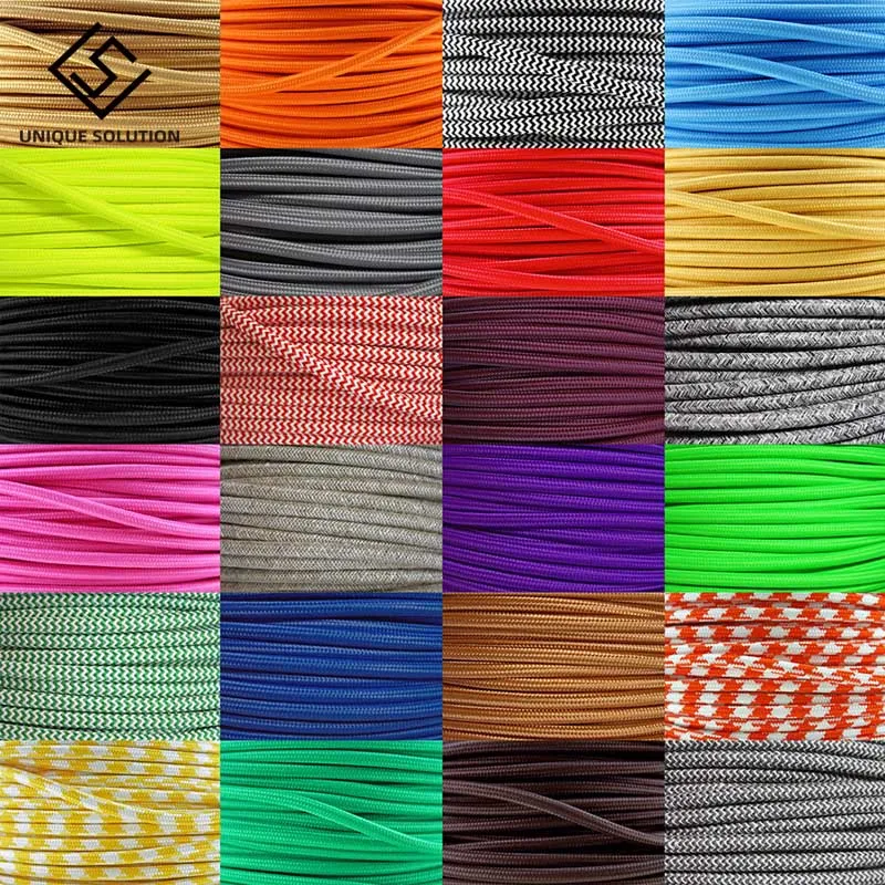 3m 5m 10m 20m 250V 2 Core 0.75mm2 Textile Electric Wire Fabric Cloth Braided Flex Cable Vintage Lamp Cord