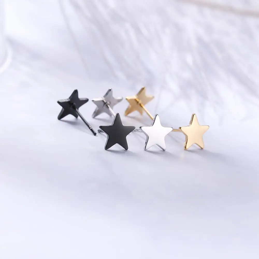 Sipuris Simple Star Stud Earrings Stainless Steel Pentagram Minimalist Earrings For Women Jewelry Girlfriend Gift Gold Color