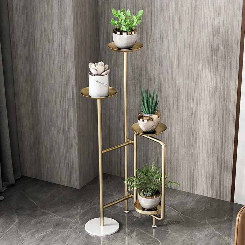 Nordic Creativity Plant Stand Golden Luxury Plant Shelves Living Room Balcony Floor Type Shelf For Flowers Shelf Wrought Iron