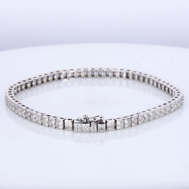 14k Solid Gold Moissanite Princess Cut 2.5x2.5mm Bracelet Women Bracelet