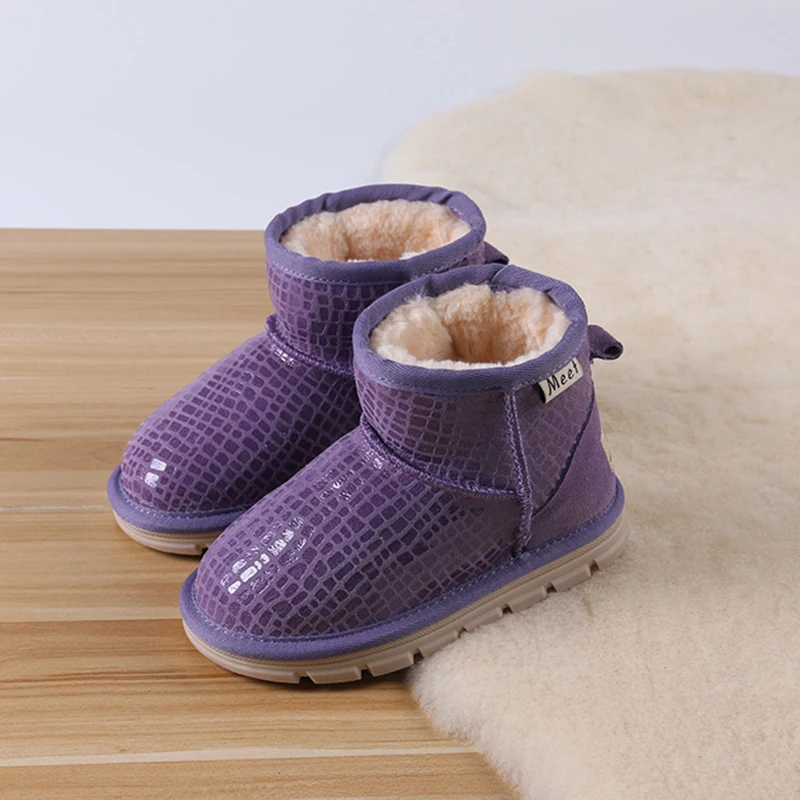 Stivali in vera pelle per bambina bambini neonati stivali da neve scarpe per bambini caldi stivali invernali da bambino in peluche