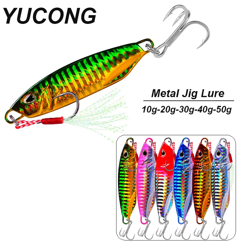 YUCONG 1PC Jigs Fishing Lure 10-20-30-40-50g Metal Jigging Bait Artificial Hard cebo Trolling Wobblers Spoon Spinner Isca leurre