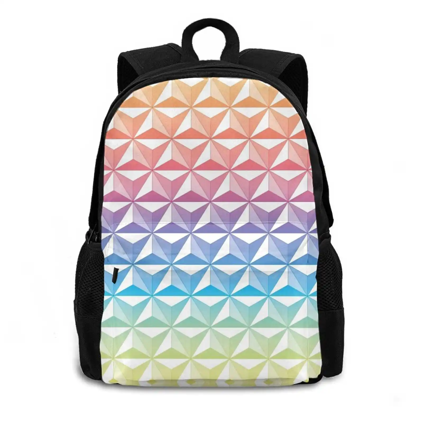 Geodesic Sphere Rainbow Fashion Travel Laptop School Backpack Bag Parks Pride Walt World Magic Rainbow Retro Vintage 1980s