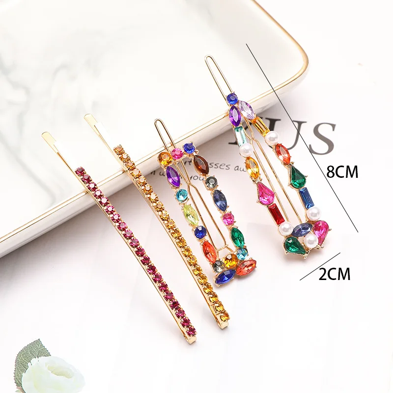 2020 New Multicolor Crystal Fashion Hairpins Women Girls Hair Clips Bobby Pin Accessories Hairgrip Hairclip Headwear Barrette