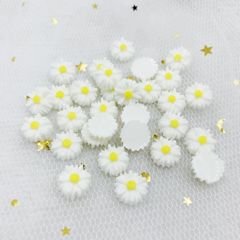 12mm white flower resin flat back/Rhinestone/DIY hair accessories resin crafts/mobile phone decoration