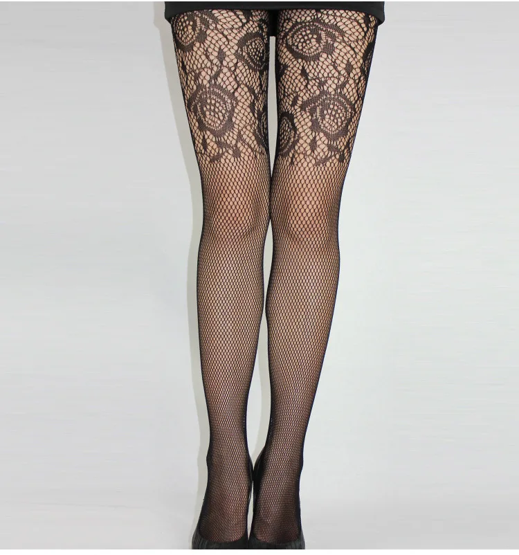 Fashion Womens Lady Girls Black Sexy Fishnet Pattern Jacquard Stockings Pantyhose Tights  skull Woman 1pcs dww39