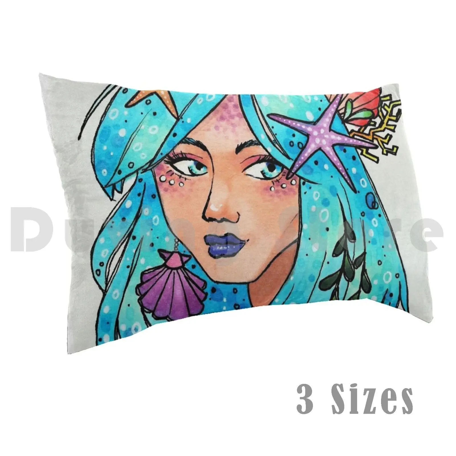 Ocean Vibes Pillow Case 20*30 Inch Water Ocean Sea Mermaid Girls Portrait Marker Copic Copicmarker Cute Oceanic