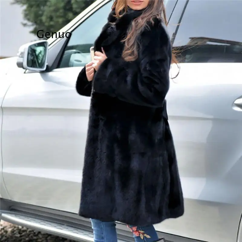 Autumn Winter New Mink Coat Imitation Fur Coat Long Warm Winter Windbreaker Europe and The United States Code S-4Xl