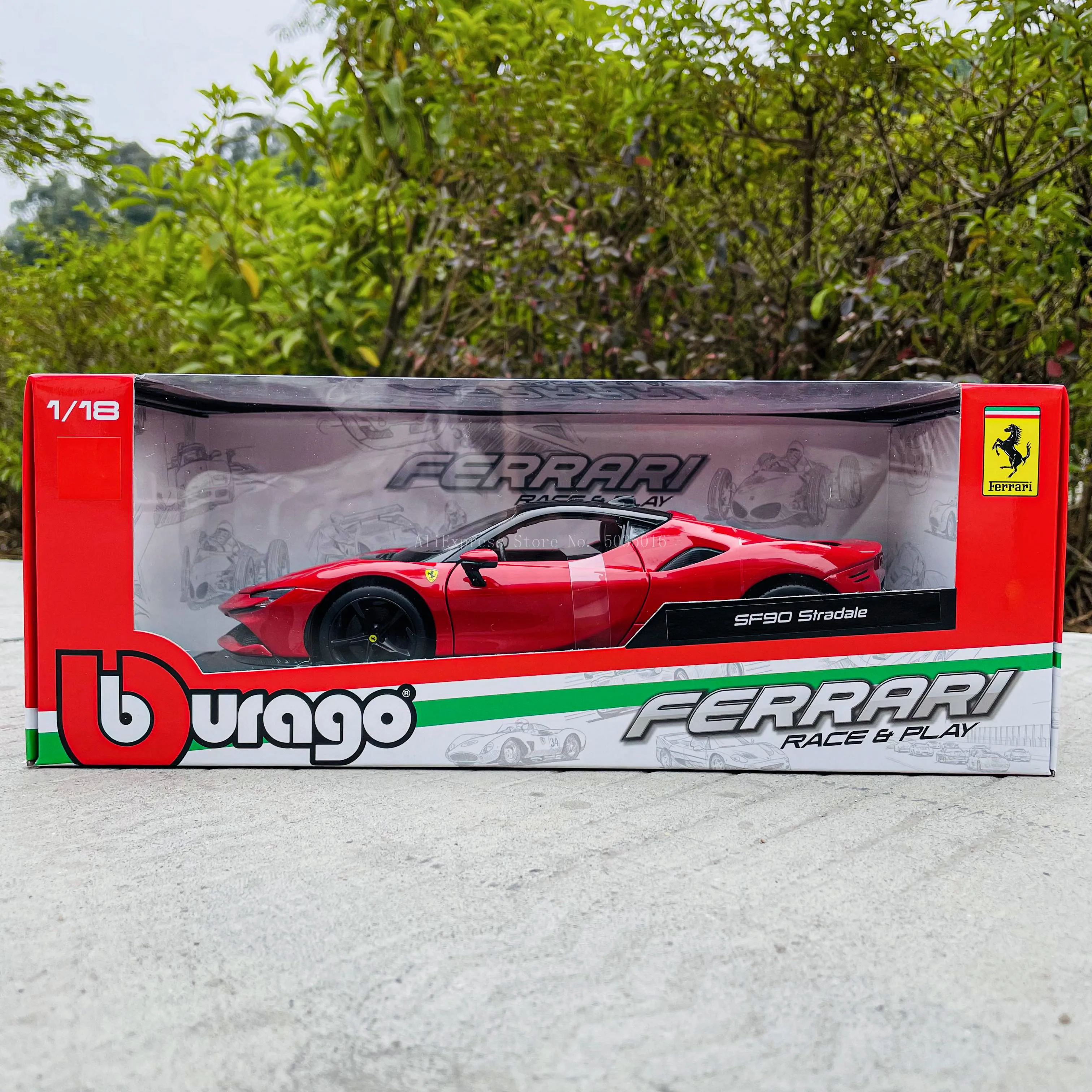 Bburago 1:18 Ferrari SF90 Stradale genuine die-casting car model simulation alloy car model handicraft decoration collection toy