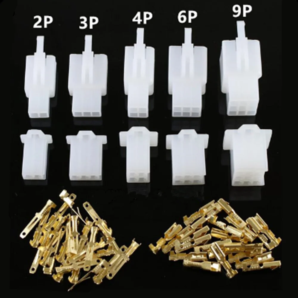 10set/lot 2.8mm 2/3/4/6/9 pin Automotive 2.8 Electrical wire Connector Male Female cable terminal plug Kits Motorcycle ebike car