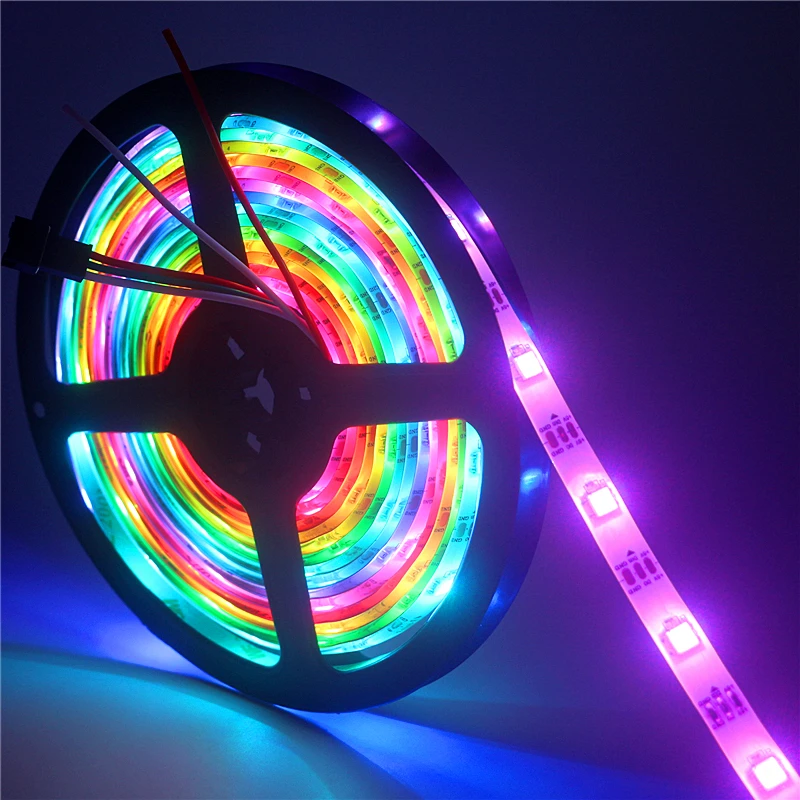 1-5m 5V WS2812B Led Strip light indirizzabile individualmente WS2812 Smart RGB Led pixel strips nero/bianco PCB impermeabile IP30/65/67