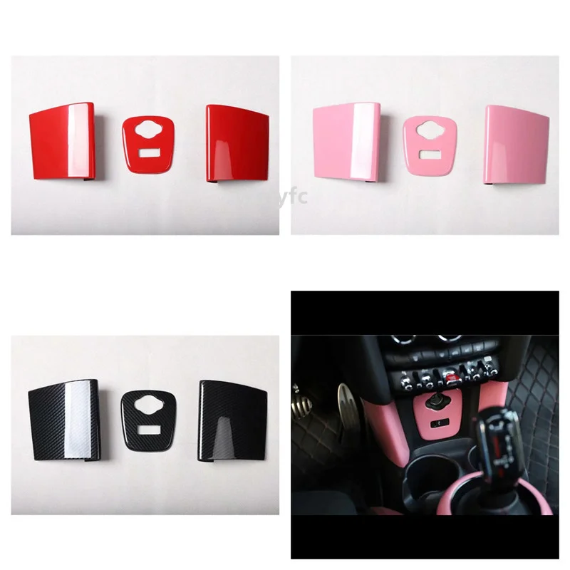 

For MINI Cooper F55 F56 One 3 Doors 2014-2021 3PCS ABS Car Interior Cigarette Lighter Frame Cover Trim Car Styling Accessories