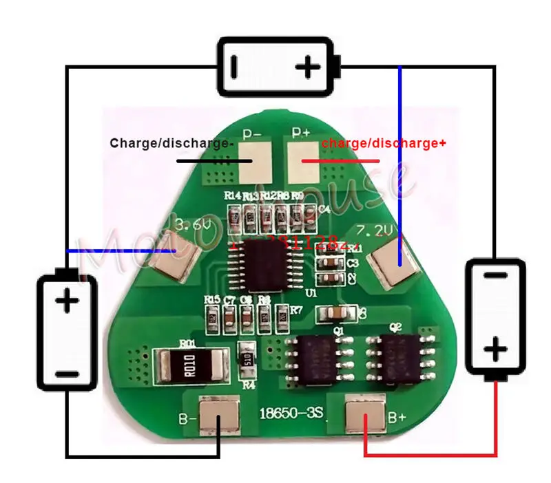 3S 5A BMS Battery Protection PCB Board for 11.1V/ 12.6V 18650 Li-ion Lithium Battery Packs Prevent Over-charge Over-discharge