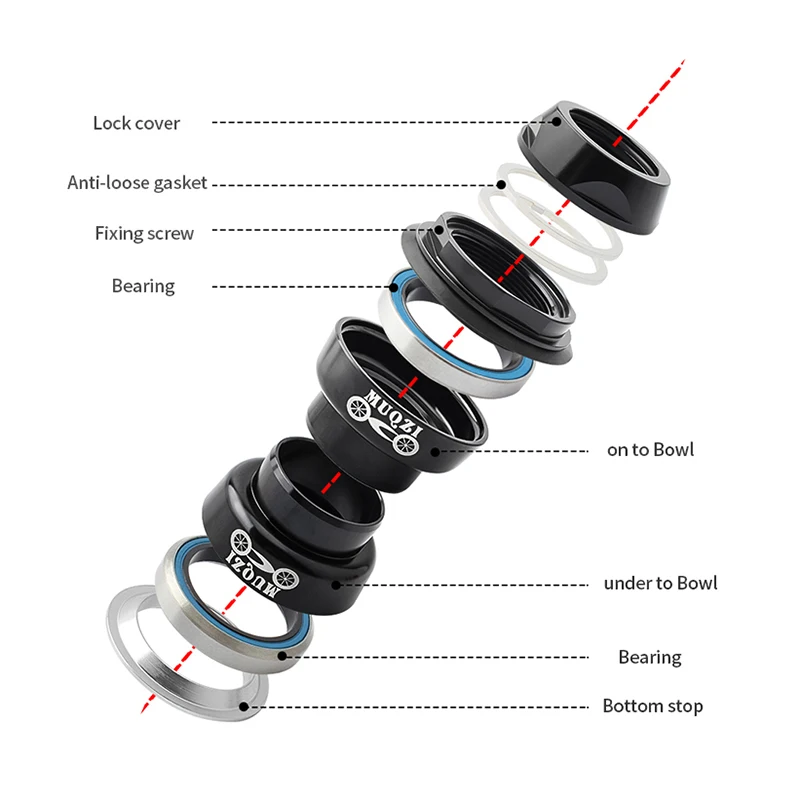 MUQZI – casque de vélo rétro 22.2mm 1 pouce, équipement fixe, roulement de casque de vélo de course, vélo de route, en alliage d\'aluminium