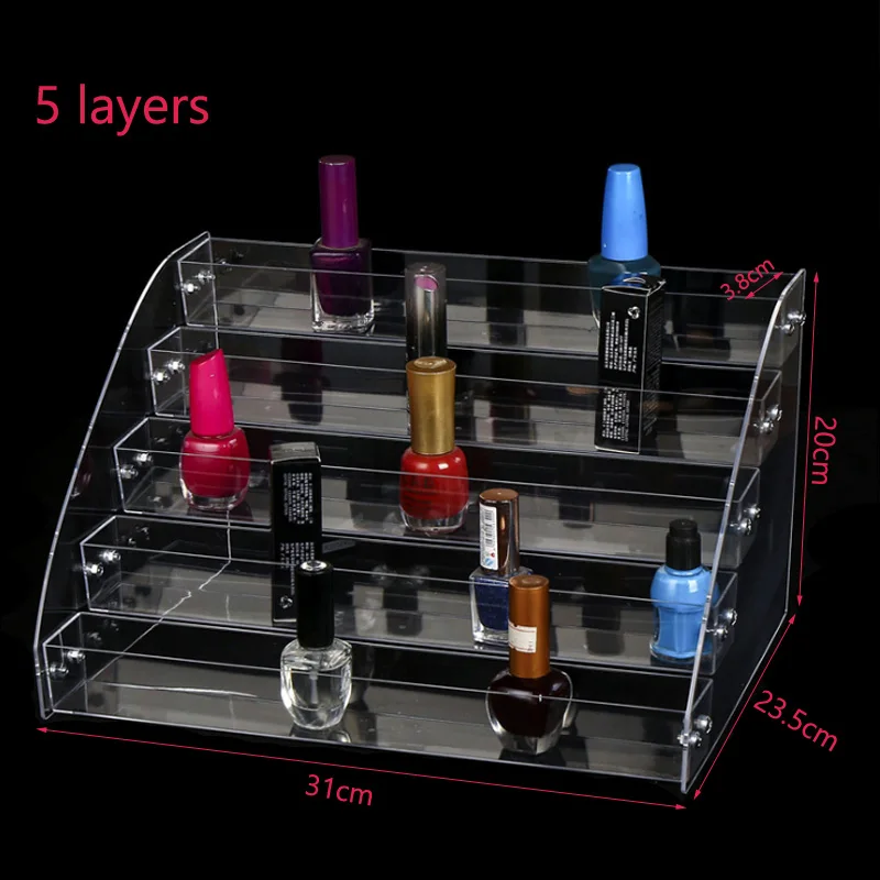4 Layers Manicure Cosmetics Jewelry Display Stand Holder Acrylic Nail Polish Organizer Essential Oil Storage Clear Makeup Box