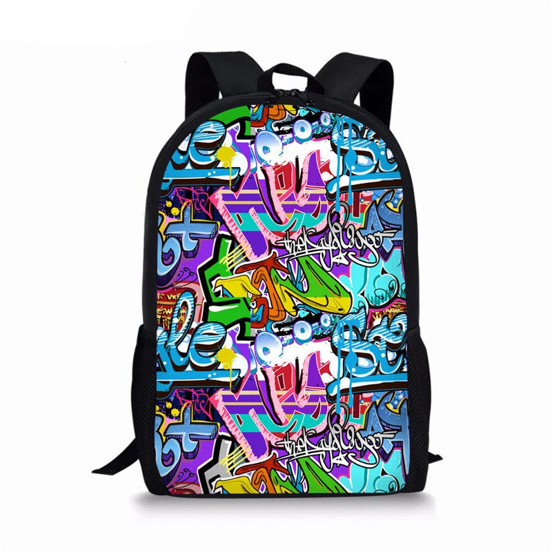 Personality Graffiti Backpack Students School Bag for Teenage Girls Boys Bag Pack Cartoon Printing School Rucksack