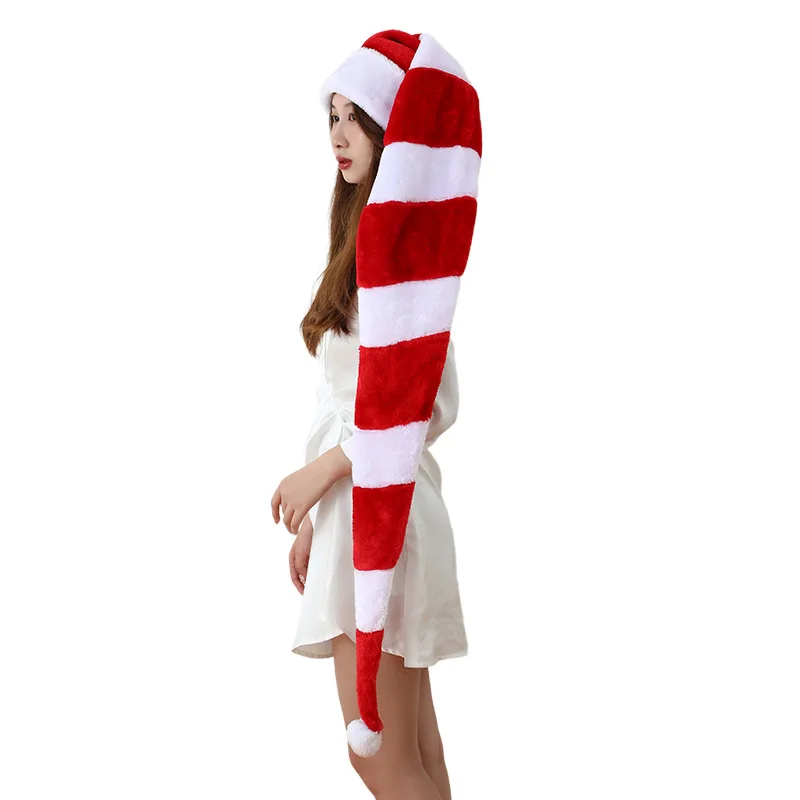 Natale rosso bianco classico allunga i cappelli di babbo natale tradizionale berretto di babbo natale per le vacanze in Costume da festa 130CM LL @