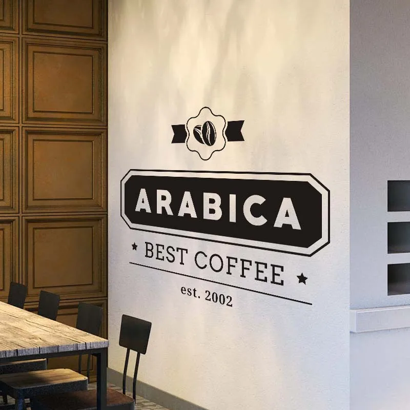 

Coffee Shop Sign Logo Cafe Decor Ababica Coffee Bean Premium Quality Wall Cup Mug Decal Sticker Vinyl For Window Door