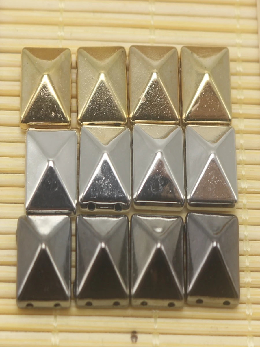 100 Metallic Tone Rock Punk Square Pyramid Rivet Beads Acrylic Studs Beads 10mm