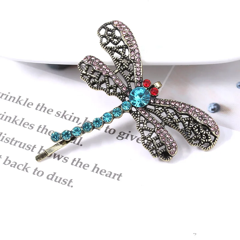 Horror Movie Coraline Crystal Dragonfly Hair Clip Brooch For Girls Cute Animal Hairpin Jewelry Halloween gifts