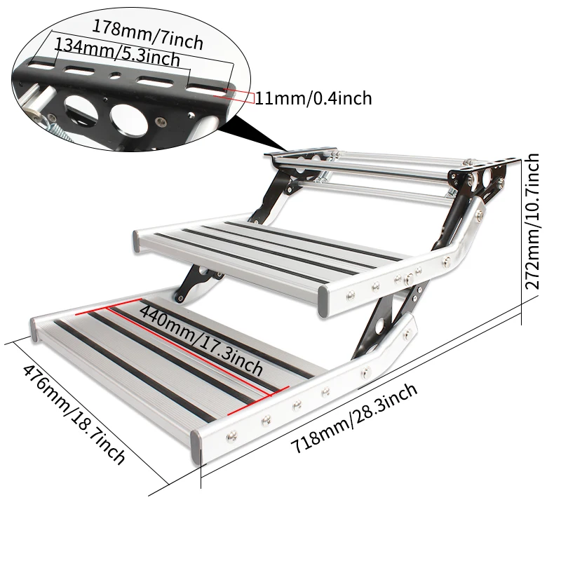 TYTXRV Caravanaccessoires RV Step Aluminiumlegering Opklapbaar Handmatig Dubbele/zinge ladder Antisliptreden Eenvoudige installatie