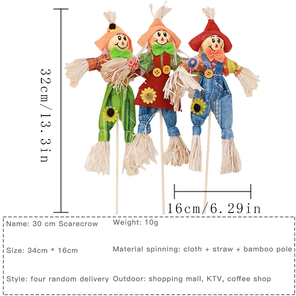 3pcs Cute idyllic scarecrow Decorations Halloween Scary Ornament Mini Animated Hanging For Bar Garden