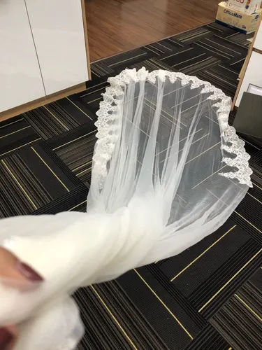 Imagen 2 del producto Capa de encaje blanco/Marfil para novia, chal largo de 260CM W x 300CM, accesorios de boda