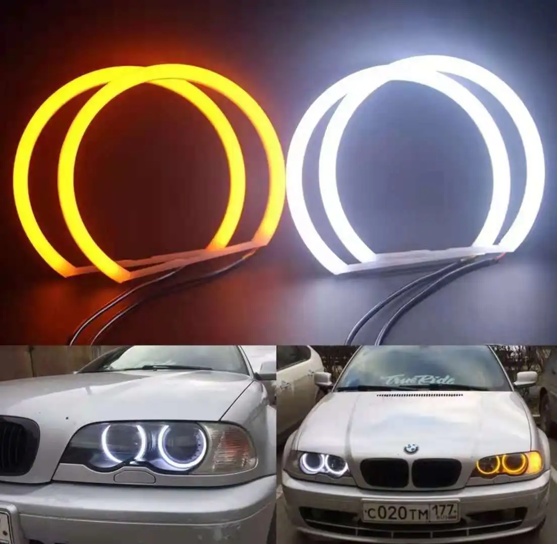 131mm x4 Cotton Light White Amber Angel Eye Halo Ring DRL for BMW E36 E38 E39 e46 Car Lights