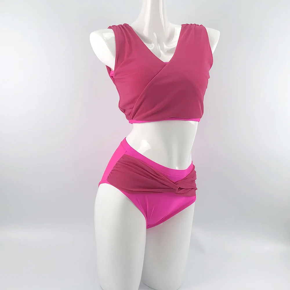 Hope & Win Vrouwen Pole Dance Wear Vakantie Set Sexy Meisje Polyamide Met Shiny Mesh Drie Kleuren