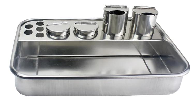 1PCS Sterilizing Box Stainless Steel Instrument Tray Alcohol Cotton Tank Tweezers Bending Plate Waist Plate