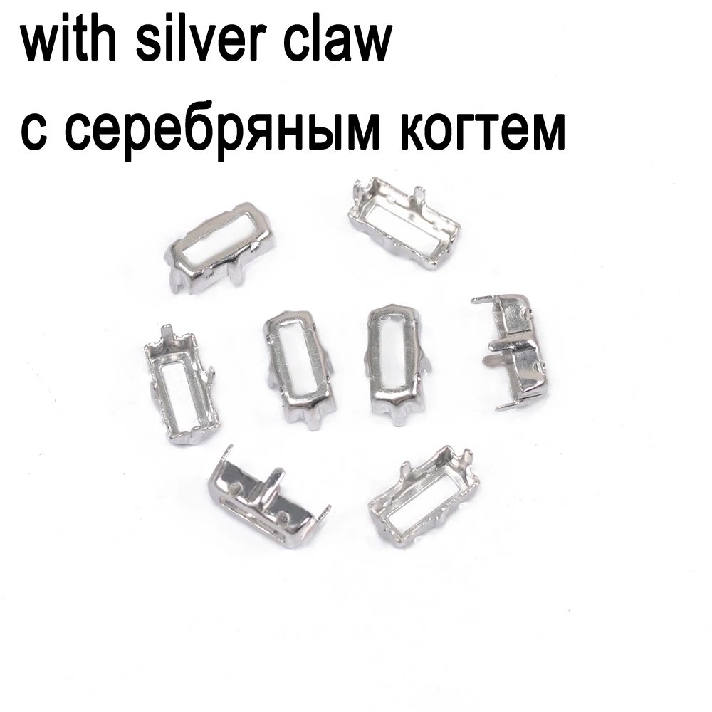 4501 Sew on Empty Claw Rectangle Setting Copper Stone Base Gold Silver Sewing With Crystal Rhinstones Garment DIY Stones