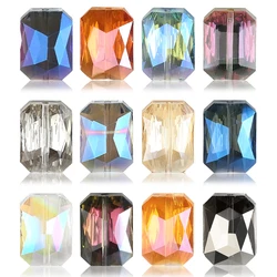 10Pcs 13X18mm Black Faceted Glass Flat Beads DIY Necklace Pendant Austrian Crystal Rectangular Charms Jewelry Making Accessories