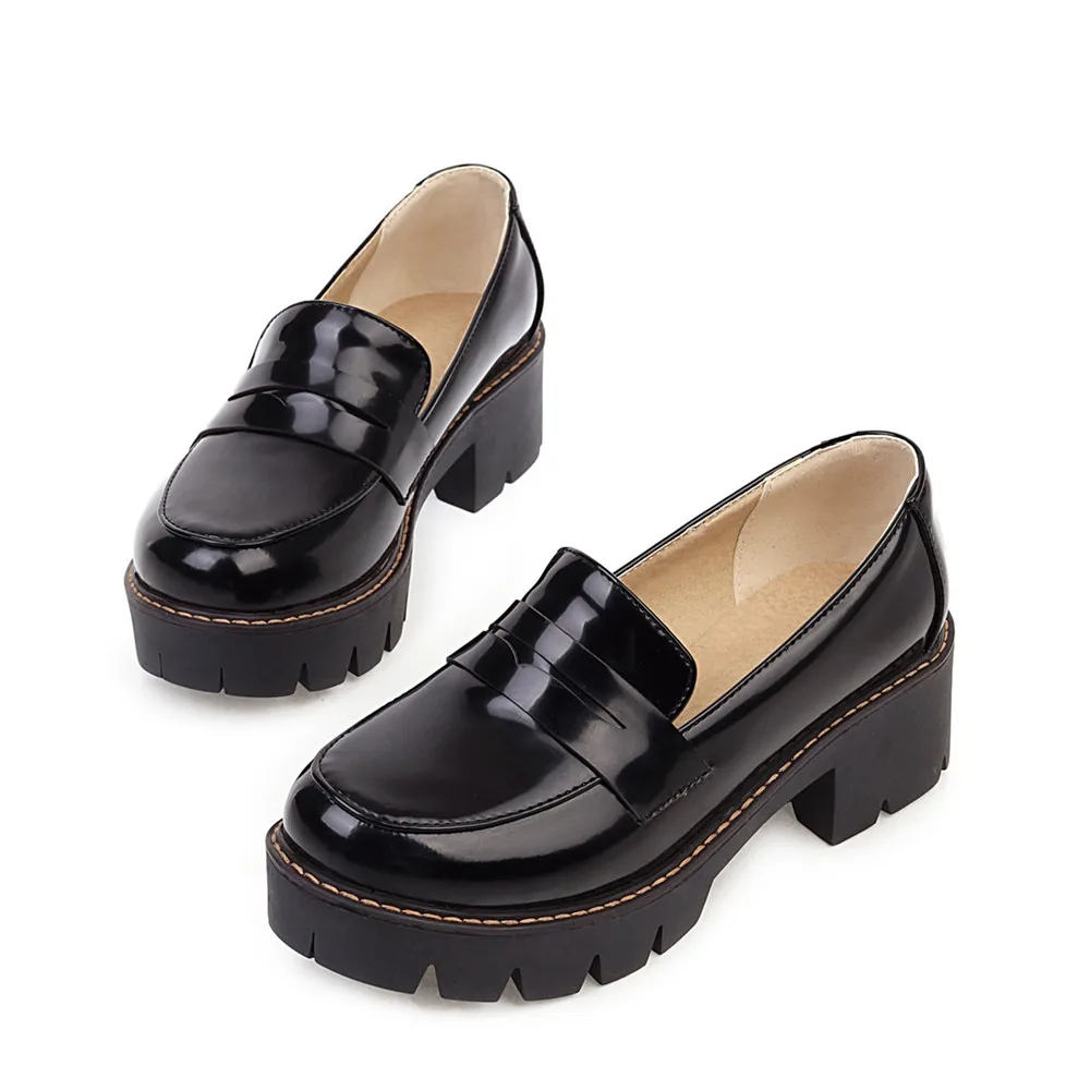 2024 Spring New Mary Jane Platform Shoes Women Chunky Heel Vintage Lolita Shoes Patent leather Women High Heels Creepers Shoes